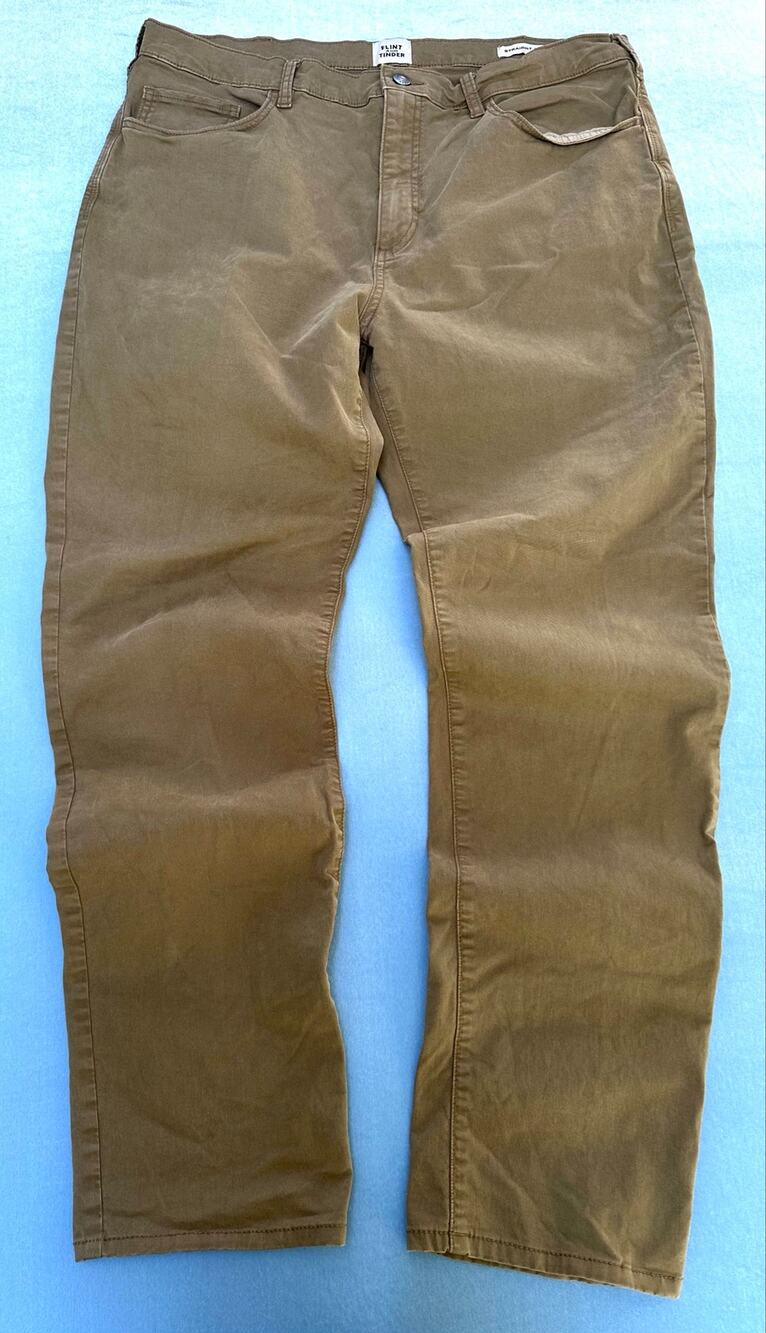 Flint and Tinder 365 Pants Mens 38x34 Khaki Tan Straight Fit Chino Trousers